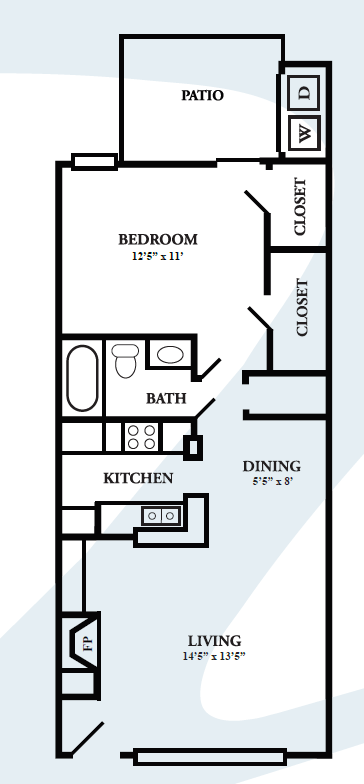 a floor plan of a small house with a kitchen and a living room
